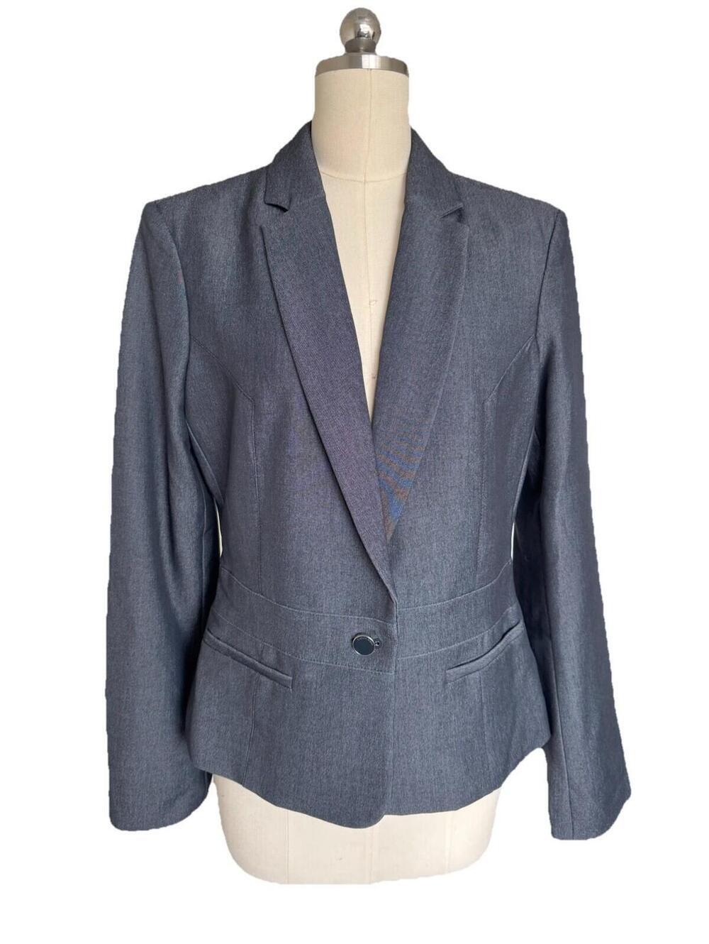 Calvin Klein Gray Suit Blaser Womens Sz 14 Or L Excellent
